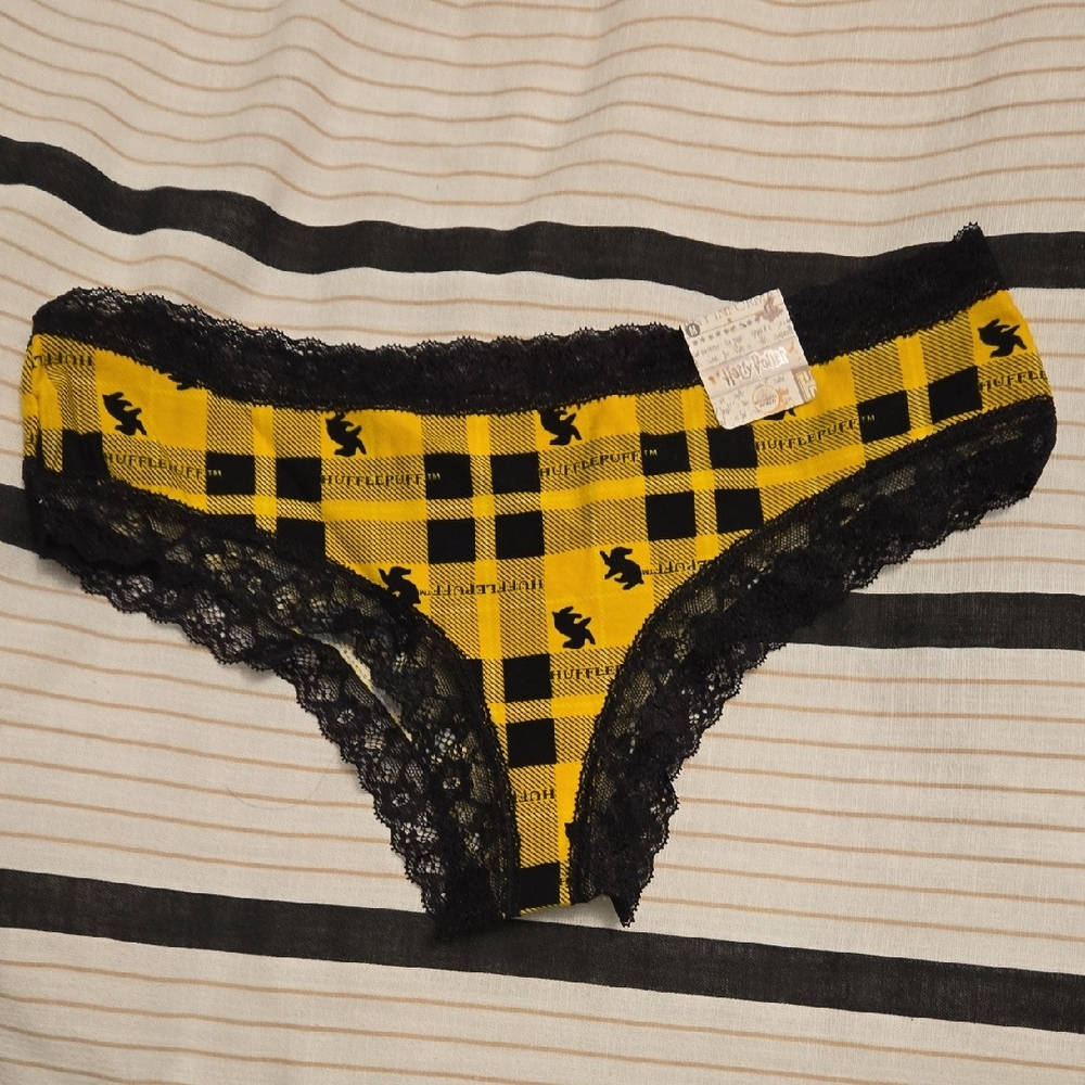 Warner Bros. Yellow and Black Hufflepuff Plaid Bottoms